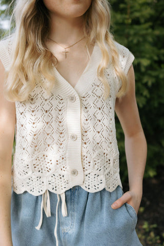 Ellery Crochet Vest, Cream *final sale* - The Red Thread Boutique