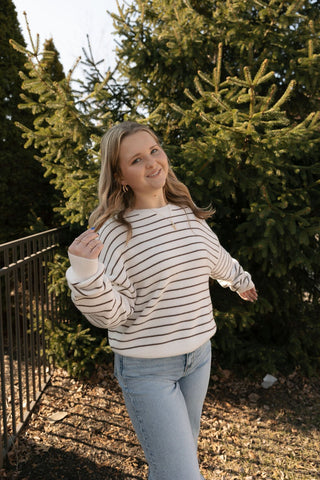 Ely Sweater, Ivory/Brown - The Red Thread Boutique
