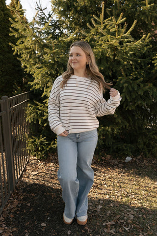 Ely Sweater, Ivory/Brown - The Red Thread Boutique