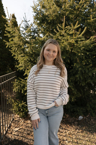 Ely Sweater, Ivory/Brown - The Red Thread Boutique