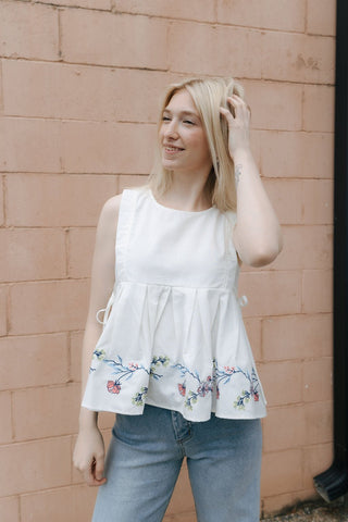 Embroidered Peplum Tank *final sale - The Red Thread Boutique