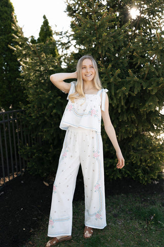 Embroidered Tank/Pants Set *final sale - The Red Thread Boutique