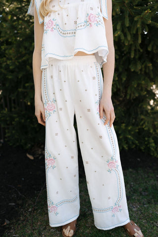 Embroidered Tank/Pants Set *final sale - The Red Thread Boutique