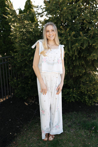 Embroidered Tank/Pants Set *final sale - The Red Thread Boutique