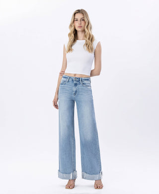 F6033 Super High Rise Cuffed Denim - The Red Thread Boutique
