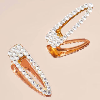 Metal Rhinestone Large Open Shape Hair Clip 1pc - Gold