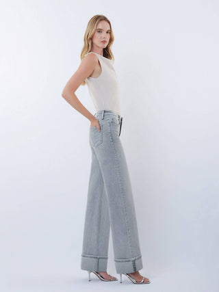F9054GY Cuffed Gray Denim - The Red Thread Boutique
