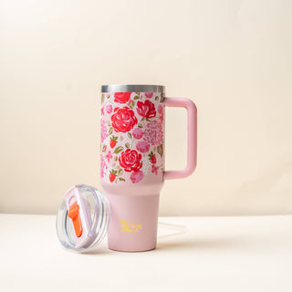 40 oz Lifestyle Flip Straw Tumbler-Rose Garden *final sale