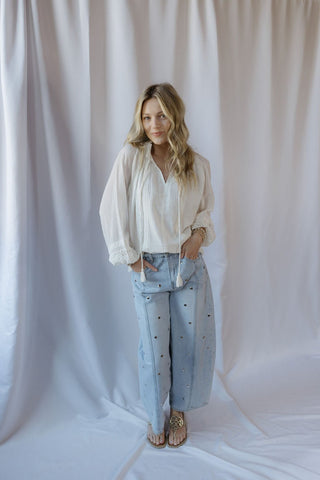 Finley Studded Jeans, Light Denim - The Red Thread Boutique