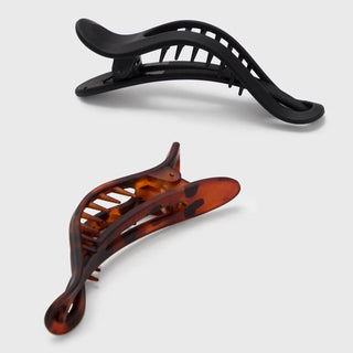 Flat Lay Claw Clip 2pc Curved - Black & Tort - The Red Thread Boutique