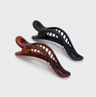 Flat Lay Claw Clip 2pc Curved - Black & Tort - The Red Thread Boutique