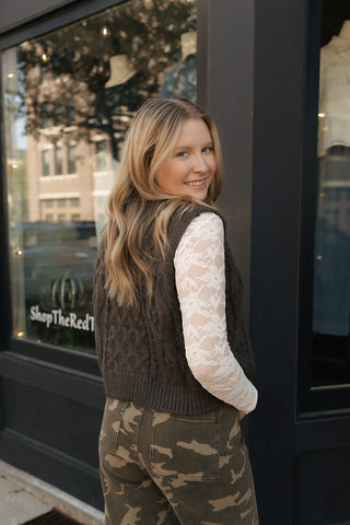 Floral Lace Top, Cream - The Red Thread Boutique