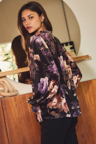 Floral Velvet Top *final sale - The Red Thread Boutique