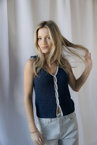 Frankie Tank, Navy - The Red Thread Boutique