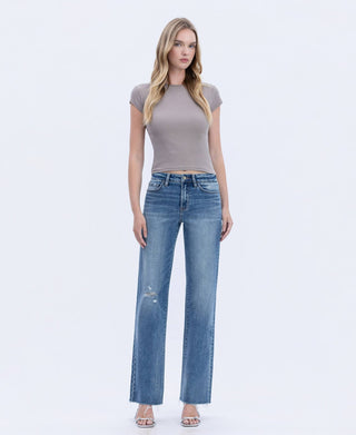 Fray Hem Slim Wide Jeans - The Red Thread Boutique