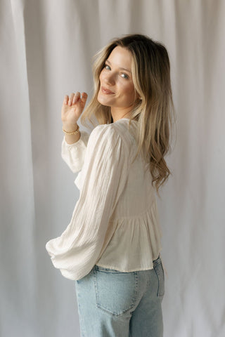 Freya Eyelet Tie Top, White - The Red Thread Boutique