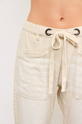 Front Tie Denim Pants, Ecru *final sale - The Red Thread Boutique