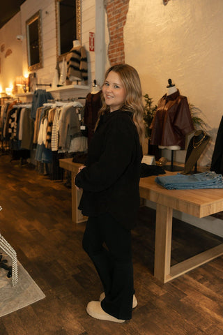 Frostline Sherpa Shacket, Black - The Red Thread Boutique