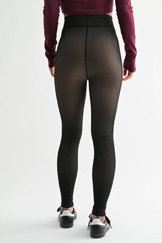 Fur Lined High - Waisted Tights, Black - The Red Thread Boutique