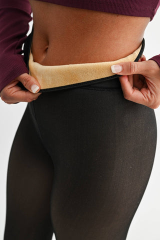 Fur Lined High - Waisted Tights, Black - The Red Thread Boutique