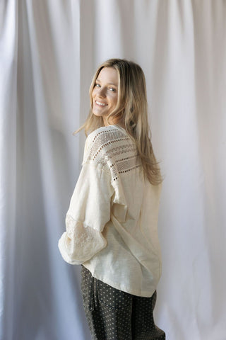 Georgia Lace Top, Cream - The Red Thread Boutique