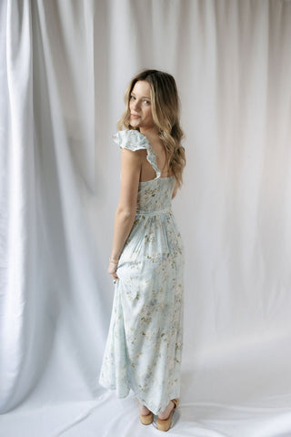 Hattie Floral Corset Dress, Blue - The Red Thread Boutique
