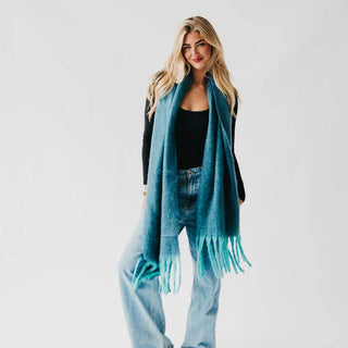 Helga Blanket Scarf: Teal - The Red Thread Boutique