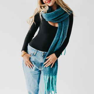 Helga Blanket Scarf: Teal - The Red Thread Boutique