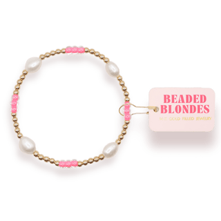 Hot Pink Pearl Poppi Bracelet: Standard 6.75 inch - The Red Thread Boutique