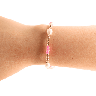 Hot Pink Pearl Poppi Bracelet: Standard 6.75 inch - The Red Thread Boutique