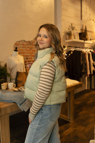 Issey Vest, Sage - The Red Thread Boutique