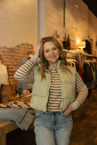 Issey Vest, Sage - The Red Thread Boutique