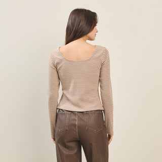 Jewel Button Stripe Top, Black *final sale* - The Red Thread Boutique