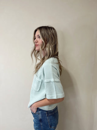 Jules Ribbed Tee, Mint - The Red Thread Boutique