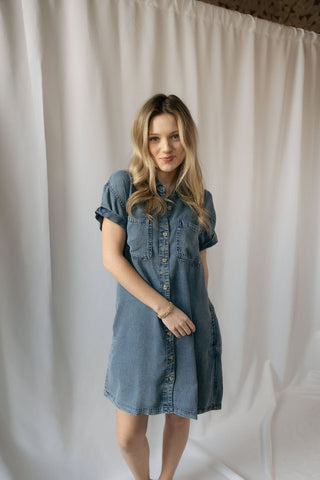June Dress, Dusty Denim - The Red Thread Boutique