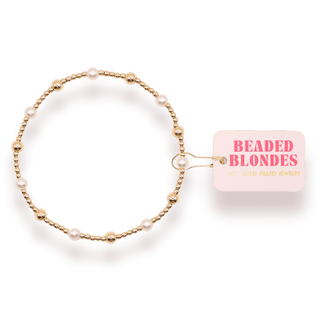 June Pearl + Gold Alternating Bracelet: Standard 6.75 inch - The Red Thread Boutique