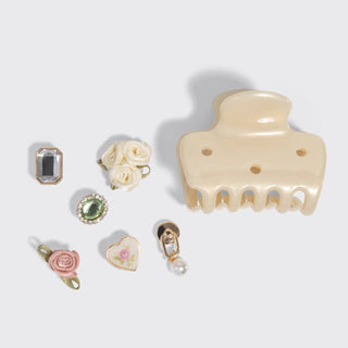 KitschPop™️ Cloud Clip 7pc Set Vintage - Pearlized Cream - The Red Thread Boutique