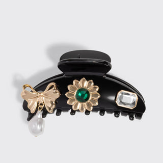 KitschPop™️ Curved Claw Clip 7pc Set Vintage - Black - The Red Thread Boutique