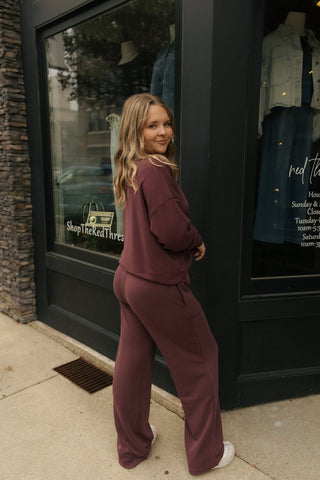 Laguna Drop Shoulder Sweatshirt, Dark Plum - The Red Thread Boutique