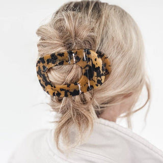 Large Flat Round Hair Clip: Cream Iridescent - The Red Thread Boutique