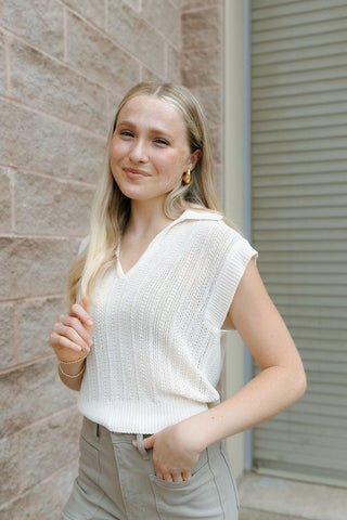 Lauden Polo Top, Sea Salt *final sale - The Red Thread Boutique