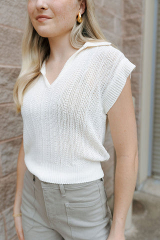 Lauden Polo Top, Sea Salt *final sale - The Red Thread Boutique