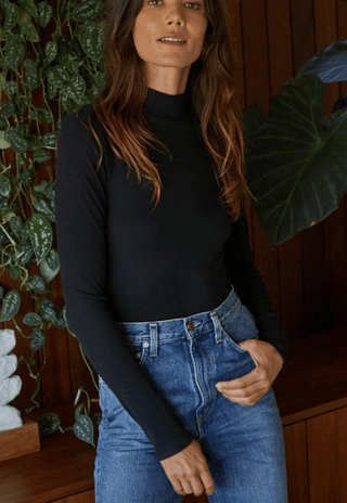Layering Mock Neck, Black - The Red Thread Boutique