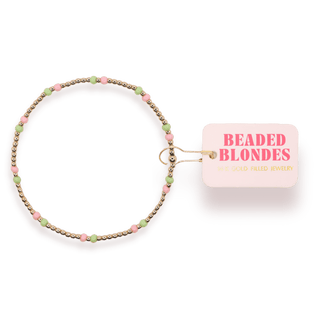 Light Pink and Light Green Two Toned Dainty Poppi Bracelet: Standard 6.75 Inch - The Red Thread Boutique