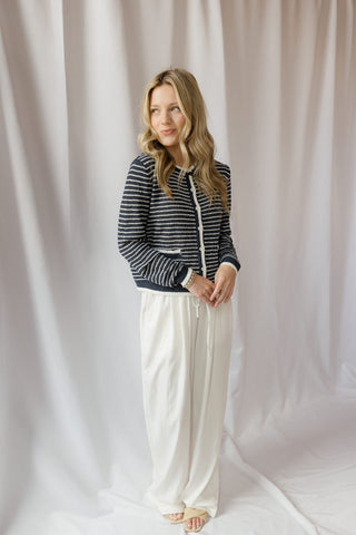 Linden Stripe Cardigan, Navy - The Red Thread Boutique