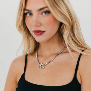 Lucky Me Horseshoe Toggle Necklace - Silver - The Red Thread Boutique