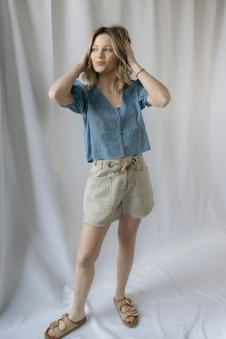 Lucy Scallop Denim Top - The Red Thread Boutique