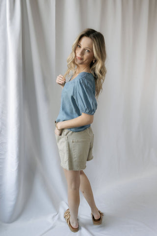 Lucy Scallop Denim Top - The Red Thread Boutique