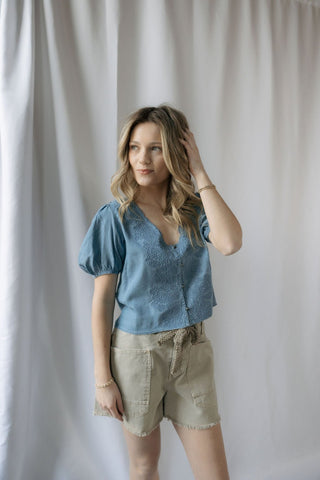 Lucy Scallop Denim Top - The Red Thread Boutique
