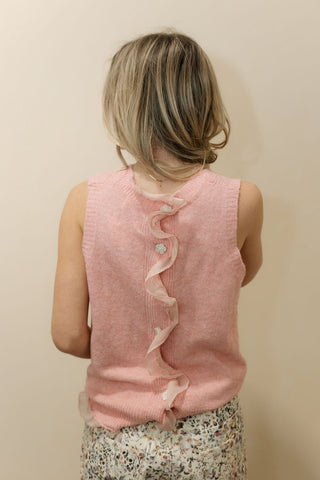 Macy Floral Button Ruffle Tank, Pink - The Red Thread Boutique